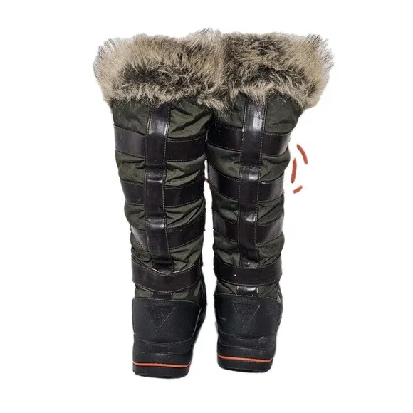 GUESS Women’s Hadley Tall Winter Boots Size 8M Olive Green Faux Fur Snow EUC - Picture 3 of 13